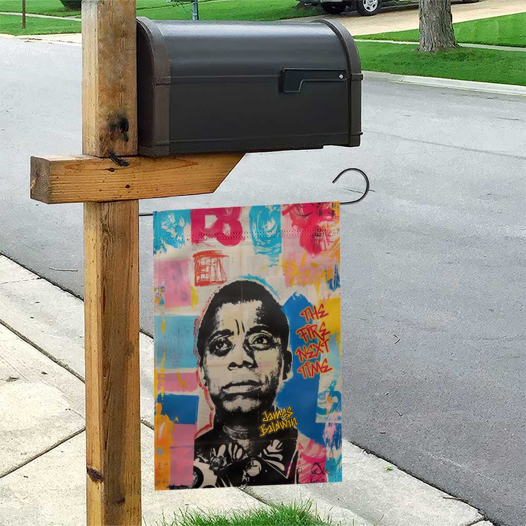 James Baldwin Garden Flag Colorful Graffiti Style Portrait The Fire Next Time Text Bold Civil Rights Tribute - African Pride