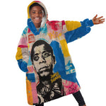 James Baldwin Kid Wearable Blanket Hoodie Colorful Graffiti Style Portrait The Fire Next Time Text Bold Civil Rights Tribute - African Pride