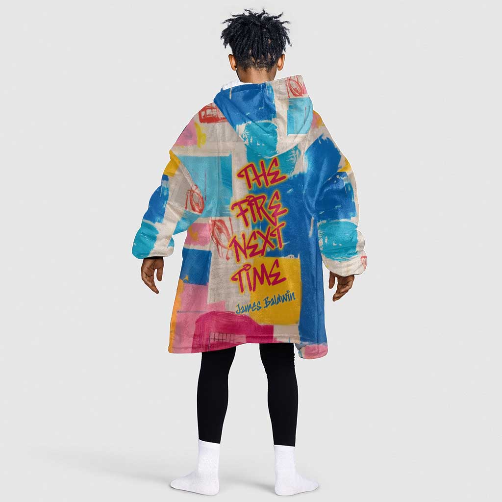 James Baldwin Kid Wearable Blanket Hoodie Colorful Graffiti Style Portrait The Fire Next Time Text Bold Civil Rights Tribute - African Pride