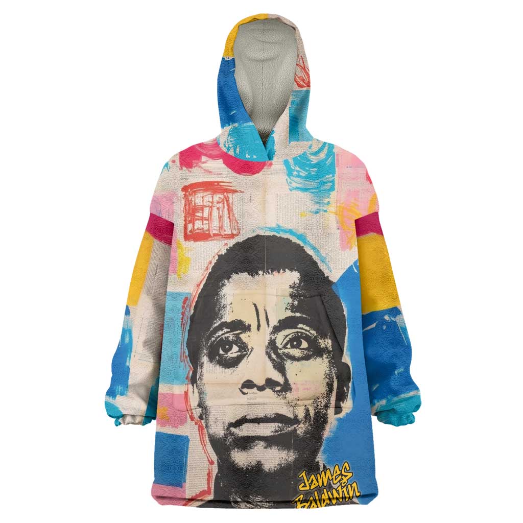 James Baldwin Kid Wearable Blanket Hoodie Colorful Graffiti Style Portrait The Fire Next Time Text Bold Civil Rights Tribute - African Pride
