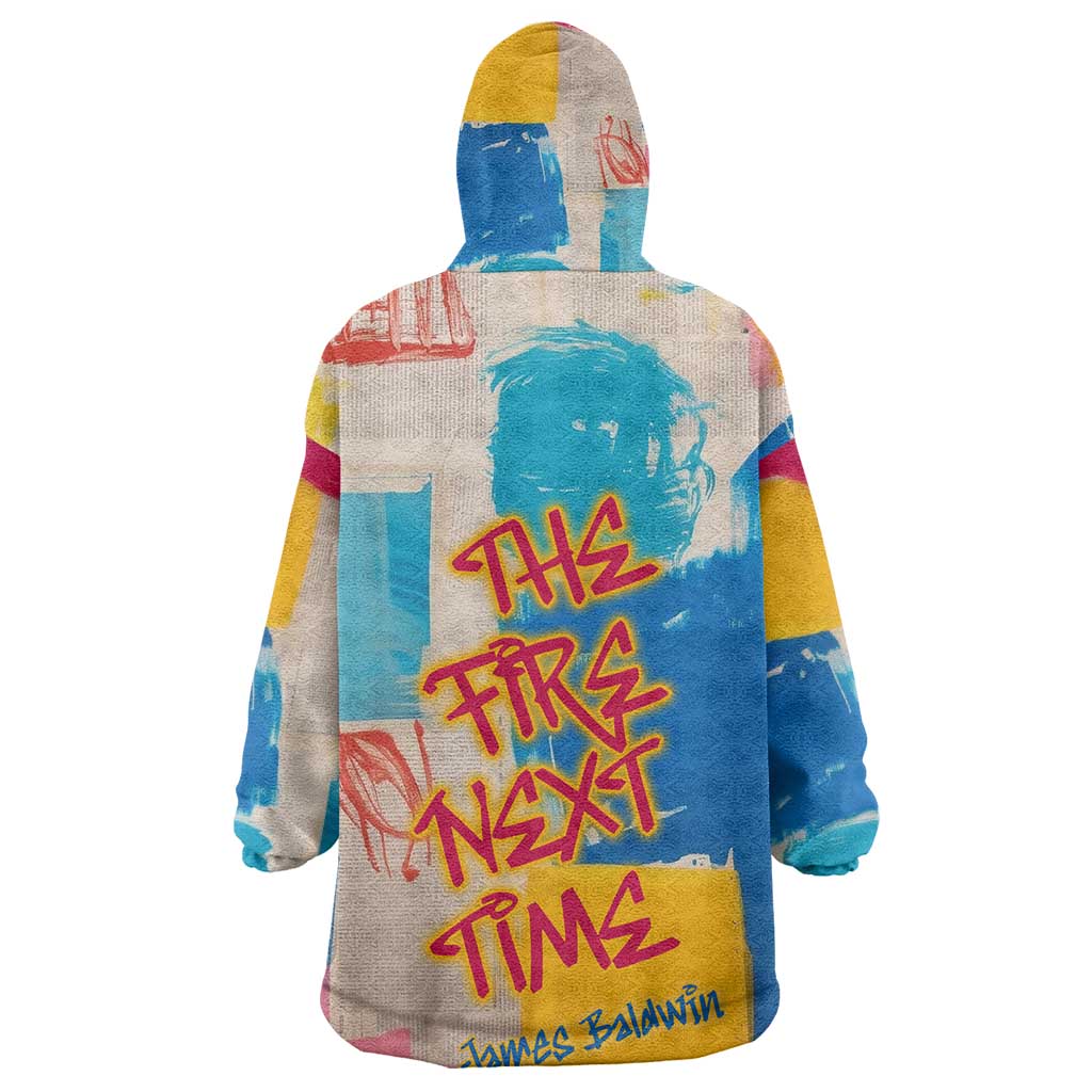 James Baldwin Kid Wearable Blanket Hoodie Colorful Graffiti Style Portrait The Fire Next Time Text Bold Civil Rights Tribute - African Pride