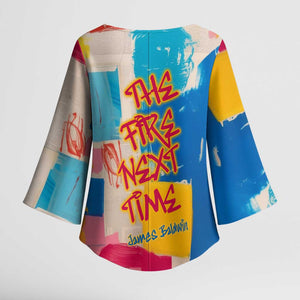 James Baldwin Kimono Sleeve Blouse Colorful Graffiti Style Portrait The Fire Next Time Text Bold Civil Rights Tribute - African Pride