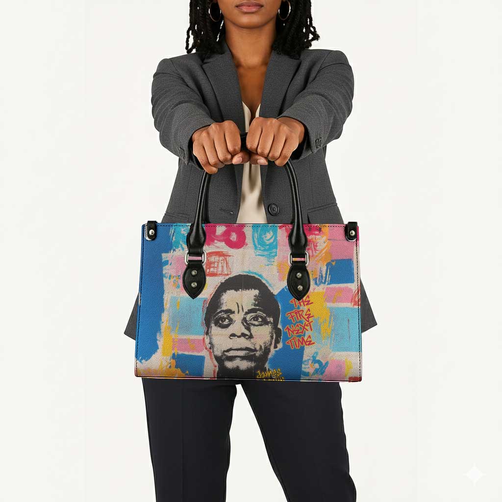 James Baldwin Leather Bag Colorful Graffiti Style Portrait The Fire Next Time Text Bold Civil Rights Tribute - African Pride