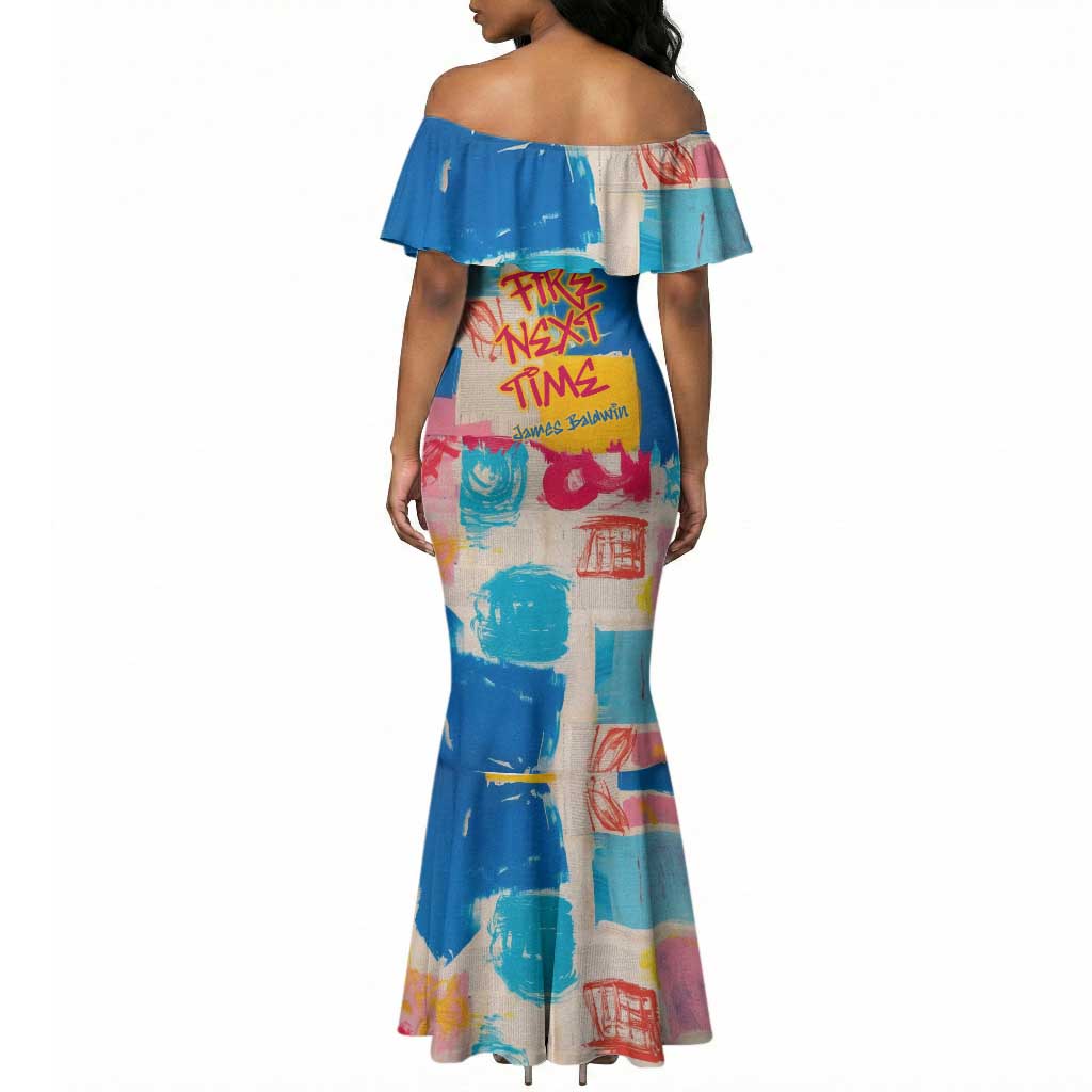James Baldwin Mermaid Dress Colorful Graffiti Style Portrait The Fire Next Time Text Bold Civil Rights Tribute TS04