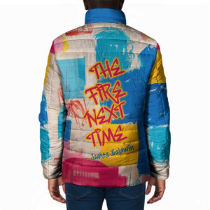 James Baldwin Padded Jacket Colorful Graffiti Style Portrait The Fire Next Time Text Bold Civil Rights Tribute - African Pride