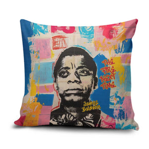 James Baldwin Pillow Cover Colorful Graffiti Style Portrait The Fire Next Time Text Bold Civil Rights Tribute - African Pride