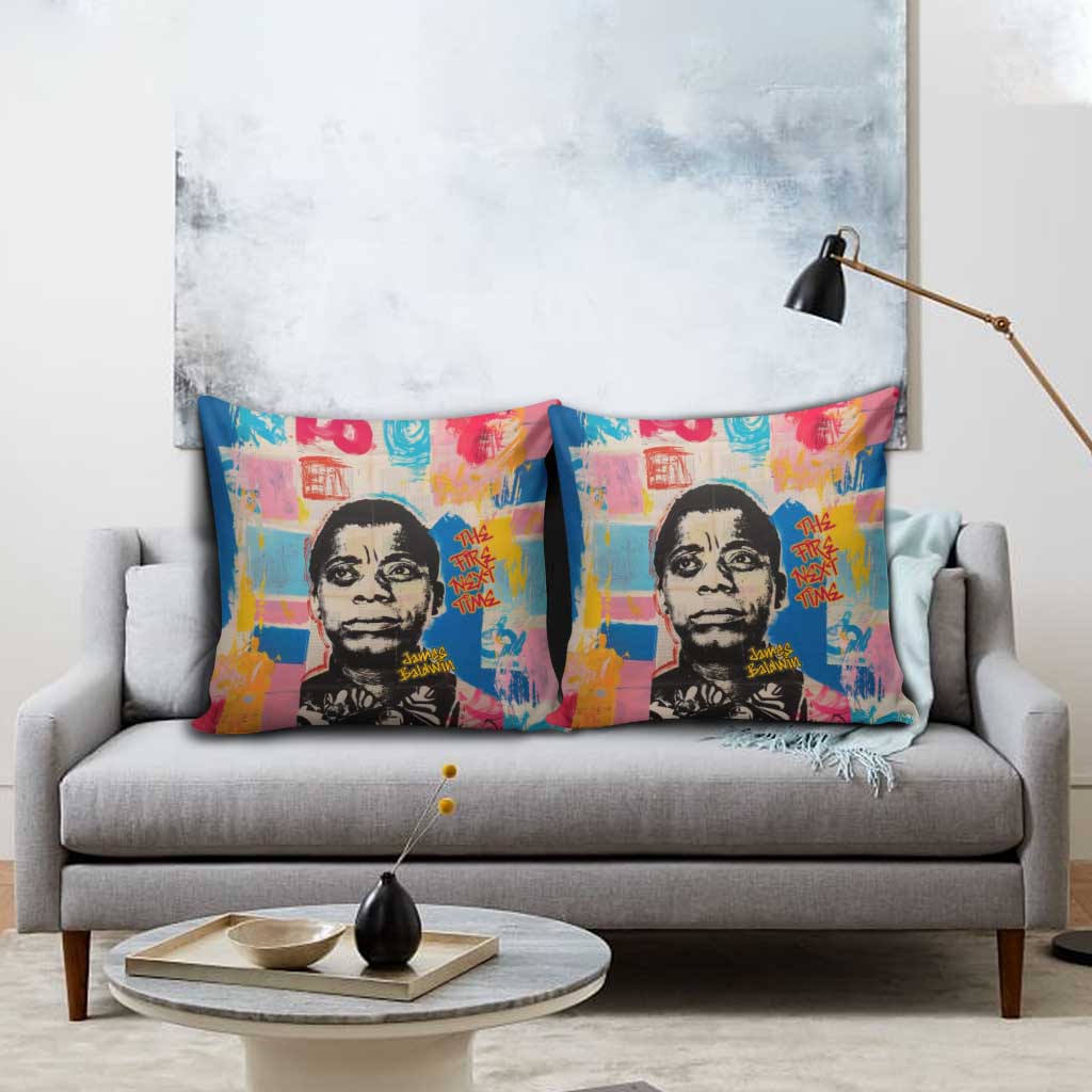 James Baldwin Pillow Cover Colorful Graffiti Style Portrait The Fire Next Time Text Bold Civil Rights Tribute - African Pride