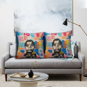 James Baldwin Pillow Cover Colorful Graffiti Style Portrait The Fire Next Time Text Bold Civil Rights Tribute - African Pride
