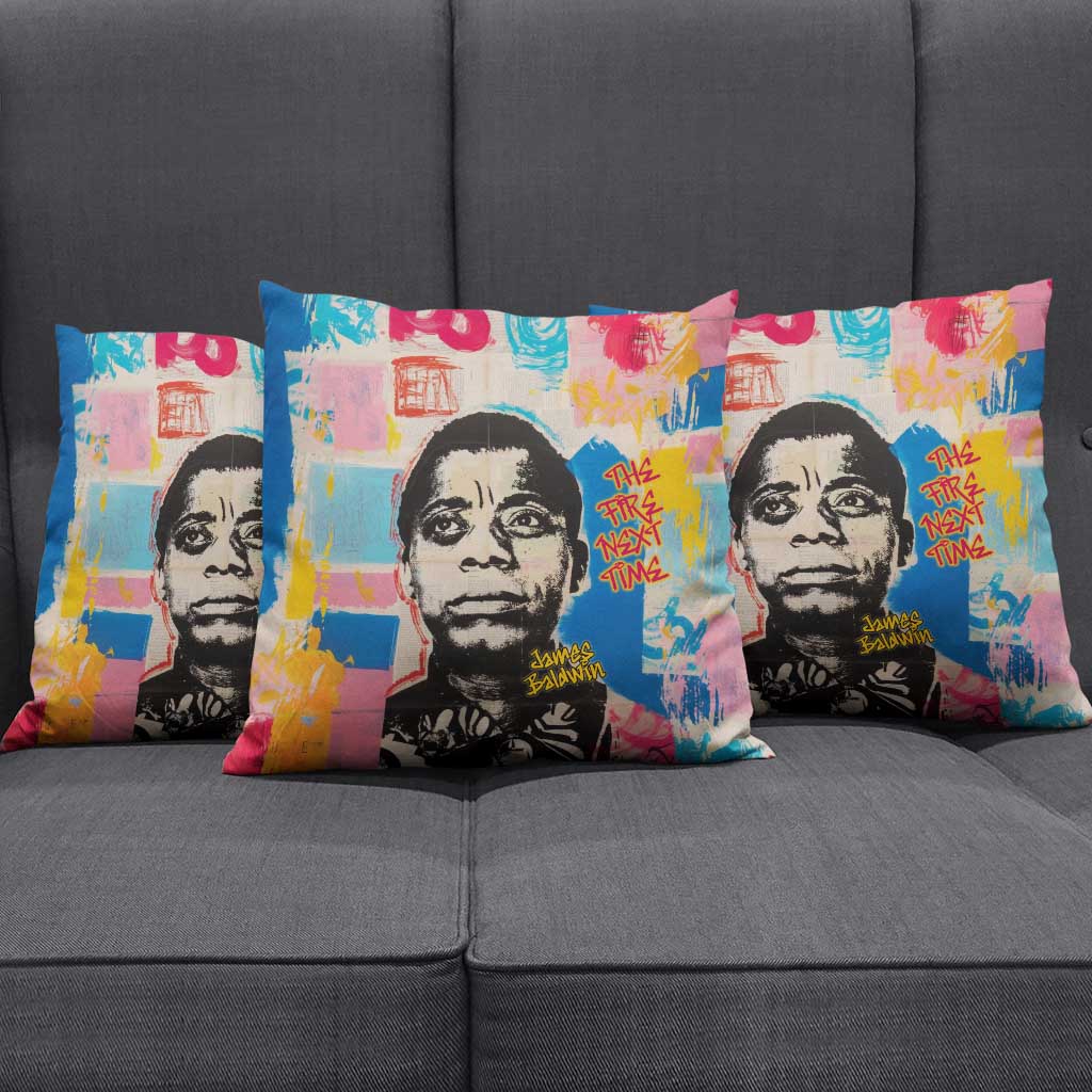 James Baldwin Pillow Cover Colorful Graffiti Style Portrait The Fire Next Time Text Bold Civil Rights Tribute - African Pride