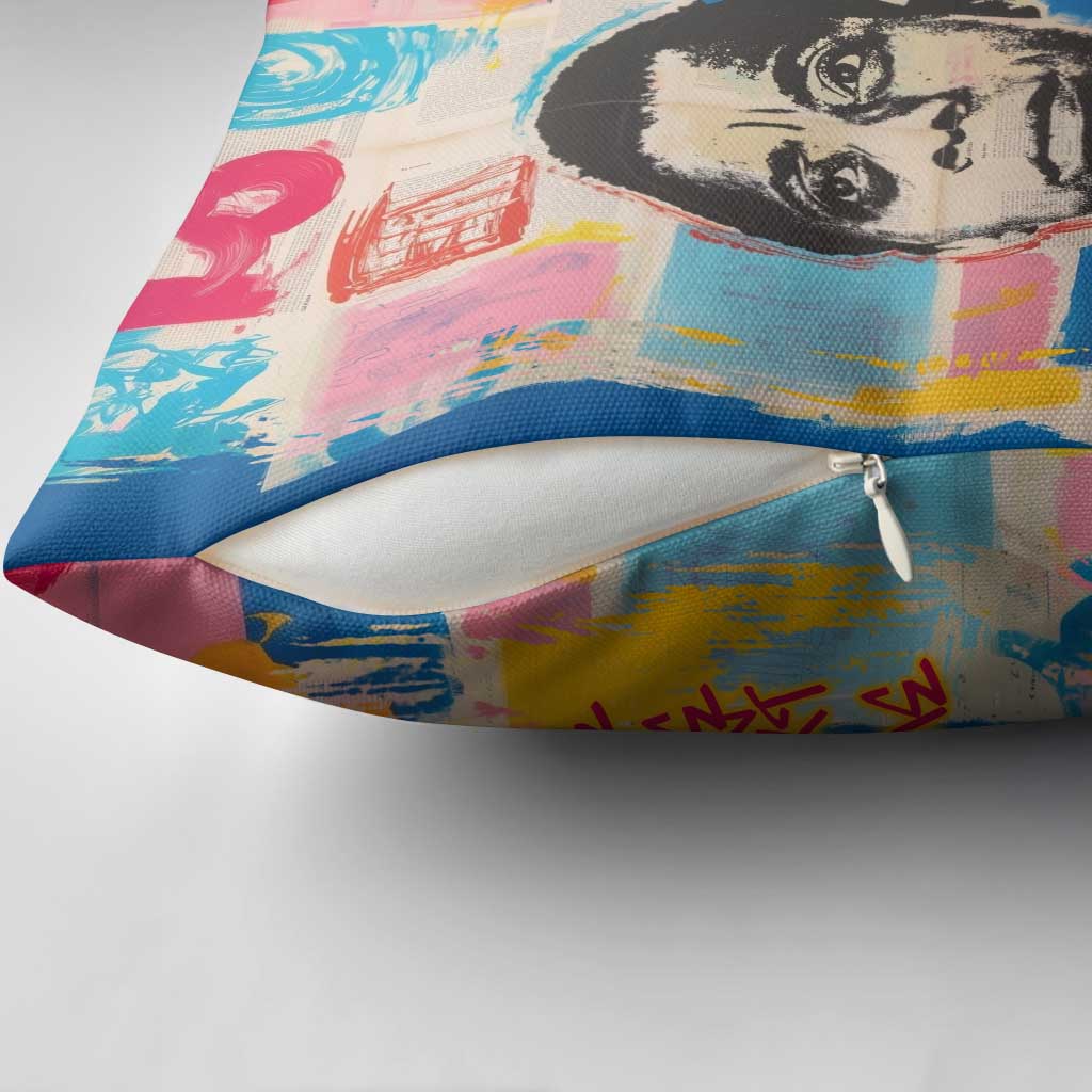 James Baldwin Pillow Cover Colorful Graffiti Style Portrait The Fire Next Time Text Bold Civil Rights Tribute - African Pride