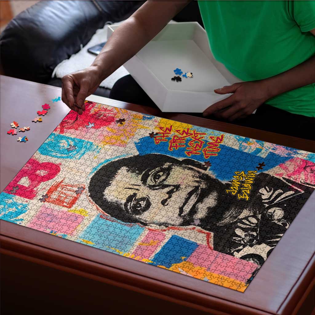 James Baldwin Puzzle Colorful Graffiti Style Portrait The Fire Next Time Text Bold Civil Rights Tribute - African Pride