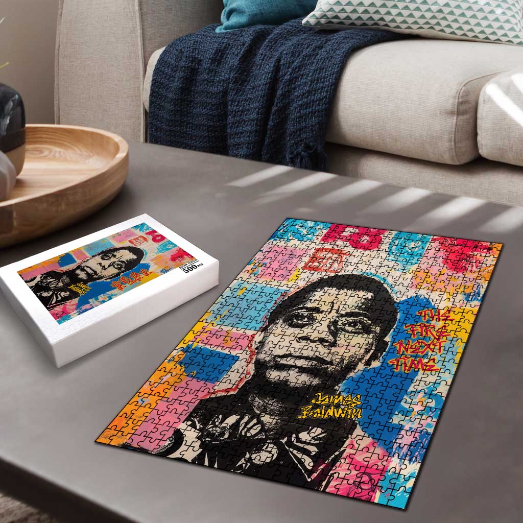 James Baldwin Puzzle Colorful Graffiti Style Portrait The Fire Next Time Text Bold Civil Rights Tribute - African Pride
