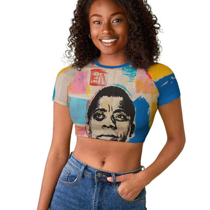 James Baldwin Raglan Cropped T shirt Colorful Graffiti Style Portrait The Fire Next Time Text Bold Civil Rights Tribute TS04