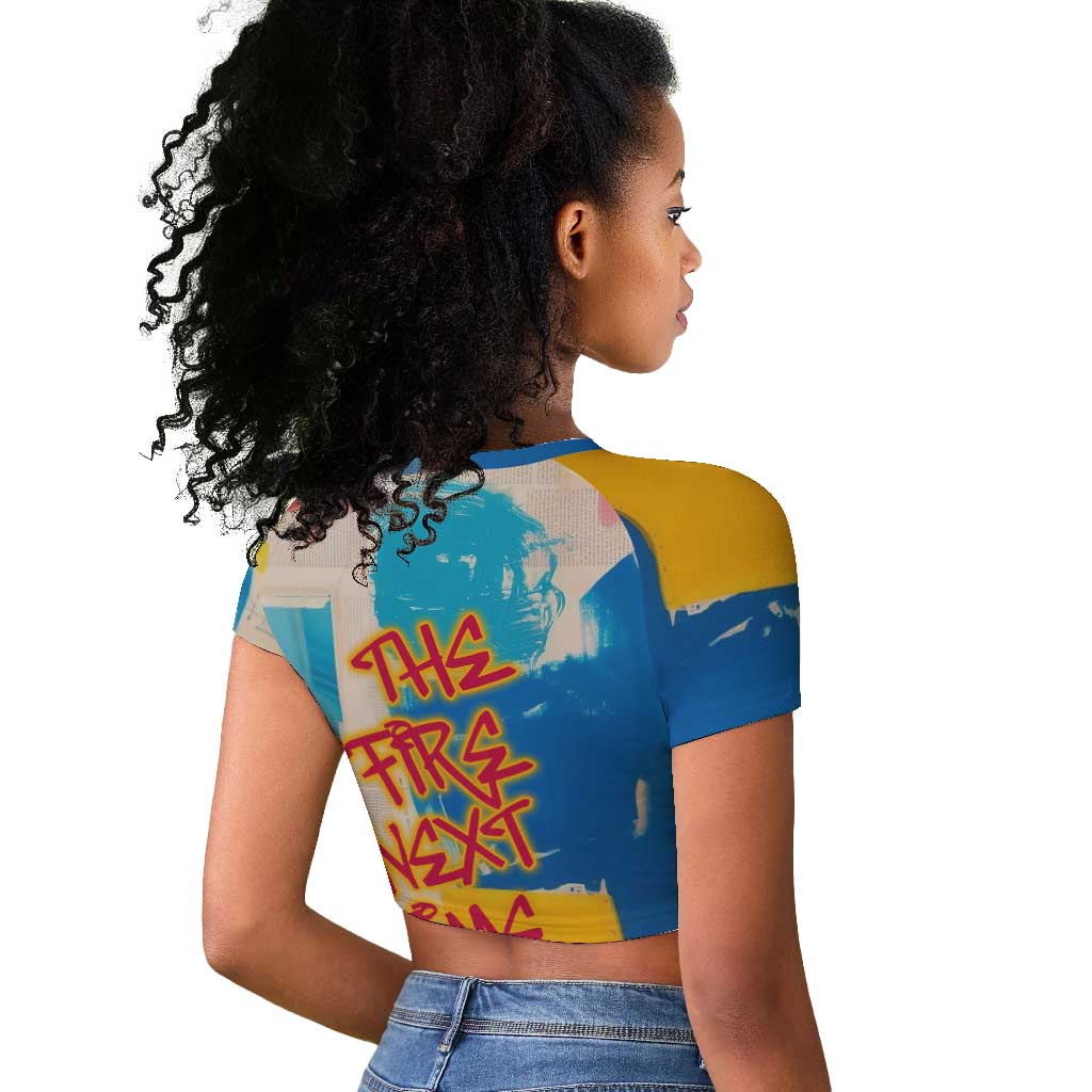 James Baldwin Raglan Cropped T shirt Colorful Graffiti Style Portrait The Fire Next Time Text Bold Civil Rights Tribute TS04