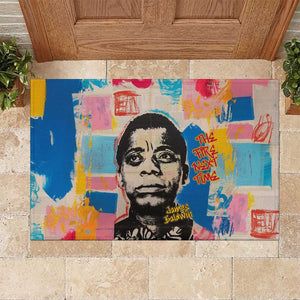 James Baldwin Rubber Doormat Colorful Graffiti Style Portrait The Fire Next Time Text Bold Civil Rights Tribute - African Pride