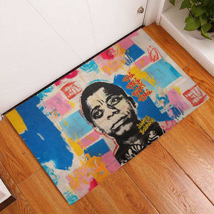 James Baldwin Rubber Doormat Colorful Graffiti Style Portrait The Fire Next Time Text Bold Civil Rights Tribute - African Pride