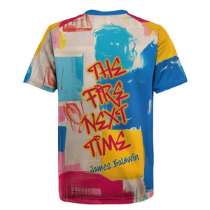 James Baldwin Rugby Jersey Colorful Graffiti Style Portrait The Fire Next Time Text Bold Civil Rights Tribute TS04