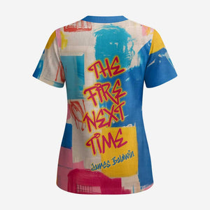 James Baldwin Scrub Top Colorful Graffiti Style Portrait The Fire Next Time Text Bold Civil Rights Tribute - African Pride