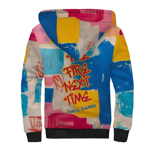 James Baldwin Sherpa Hoodie Colorful Graffiti Style Portrait The Fire Next Time Text Bold Civil Rights Tribute - African Pride