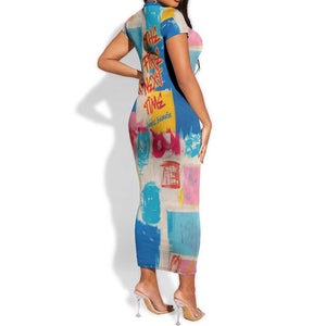 James Baldwin Short Sleeve Bodycon Dress Colorful Graffiti Style Portrait The Fire Next Time Text Bold Civil Rights Tribute TS04