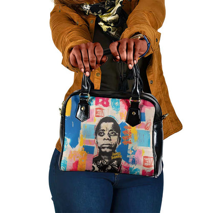 James Baldwin Shoulder Handbag Colorful Graffiti Style Portrait The Fire Next Time Text Bold Civil Rights Tribute - African Pride