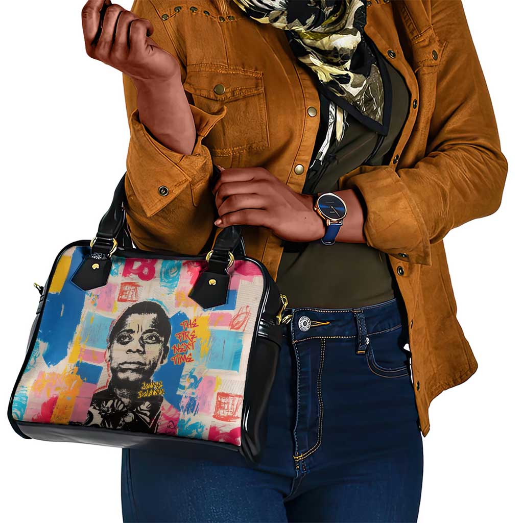 James Baldwin Shoulder Handbag Colorful Graffiti Style Portrait The Fire Next Time Text Bold Civil Rights Tribute - African Pride