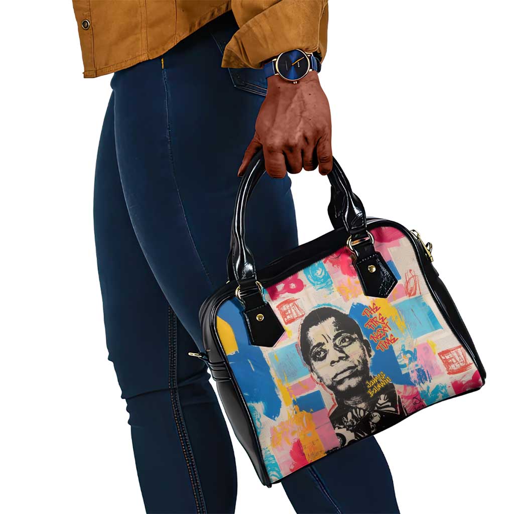 James Baldwin Shoulder Handbag Colorful Graffiti Style Portrait The Fire Next Time Text Bold Civil Rights Tribute - African Pride