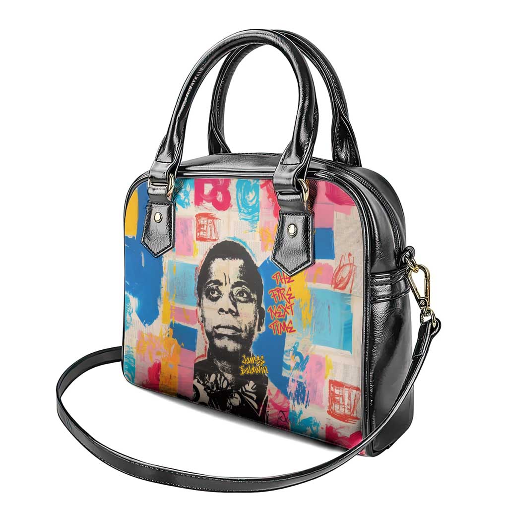 James Baldwin Shoulder Handbag Colorful Graffiti Style Portrait The Fire Next Time Text Bold Civil Rights Tribute - African Pride
