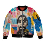 James Baldwin Sleeve Zip Bomber Jacket Colorful Graffiti Style Portrait The Fire Next Time Text Bold Civil Rights Tribute - African Pride