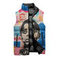 James Baldwin Sleeveless Puffer Jacket Colorful Graffiti Style Portrait The Fire Next Time Text Bold Civil Rights Tribute - African Pride