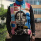 James Baldwin Sleeveless Puffer Jacket Colorful Graffiti Style Portrait The Fire Next Time Text Bold Civil Rights Tribute - African Pride