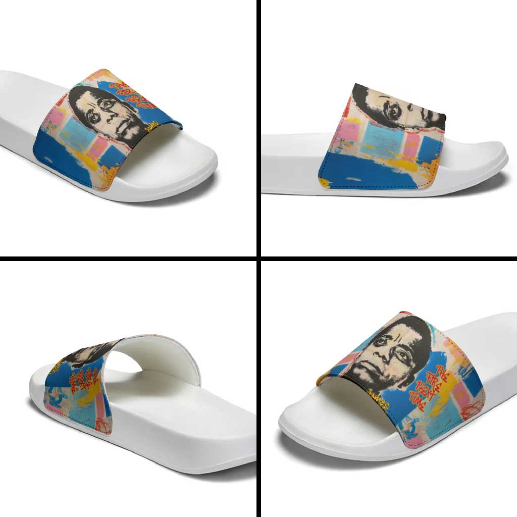 James Baldwin Slide Sandals Colorful Graffiti Style Portrait The Fire Next Time Text Bold Civil Rights Tribute - African Pride