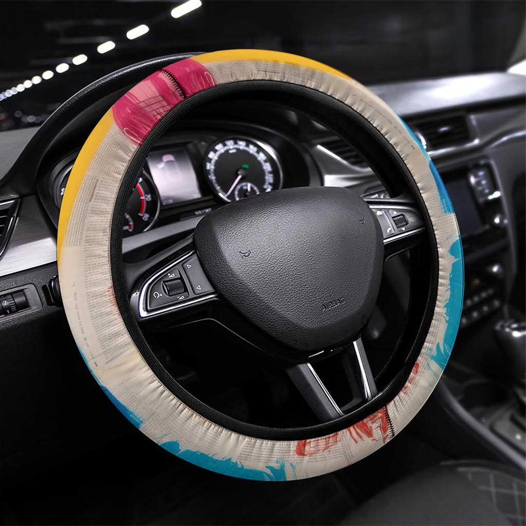 James Baldwin Steering Wheel Cover Colorful Graffiti Style Portrait The Fire Next Time Text Bold Civil Rights Tribute - African Pride
