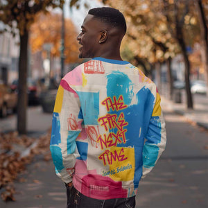 James Baldwin Sweatshirt Colorful Graffiti Style Portrait The Fire Next Time Text Bold Civil Rights Tribute - African Pride