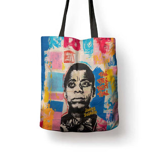 James Baldwin Tote Bag Colorful Graffiti Style Portrait The Fire Next Time Text Bold Civil Rights Tribute - African Pride