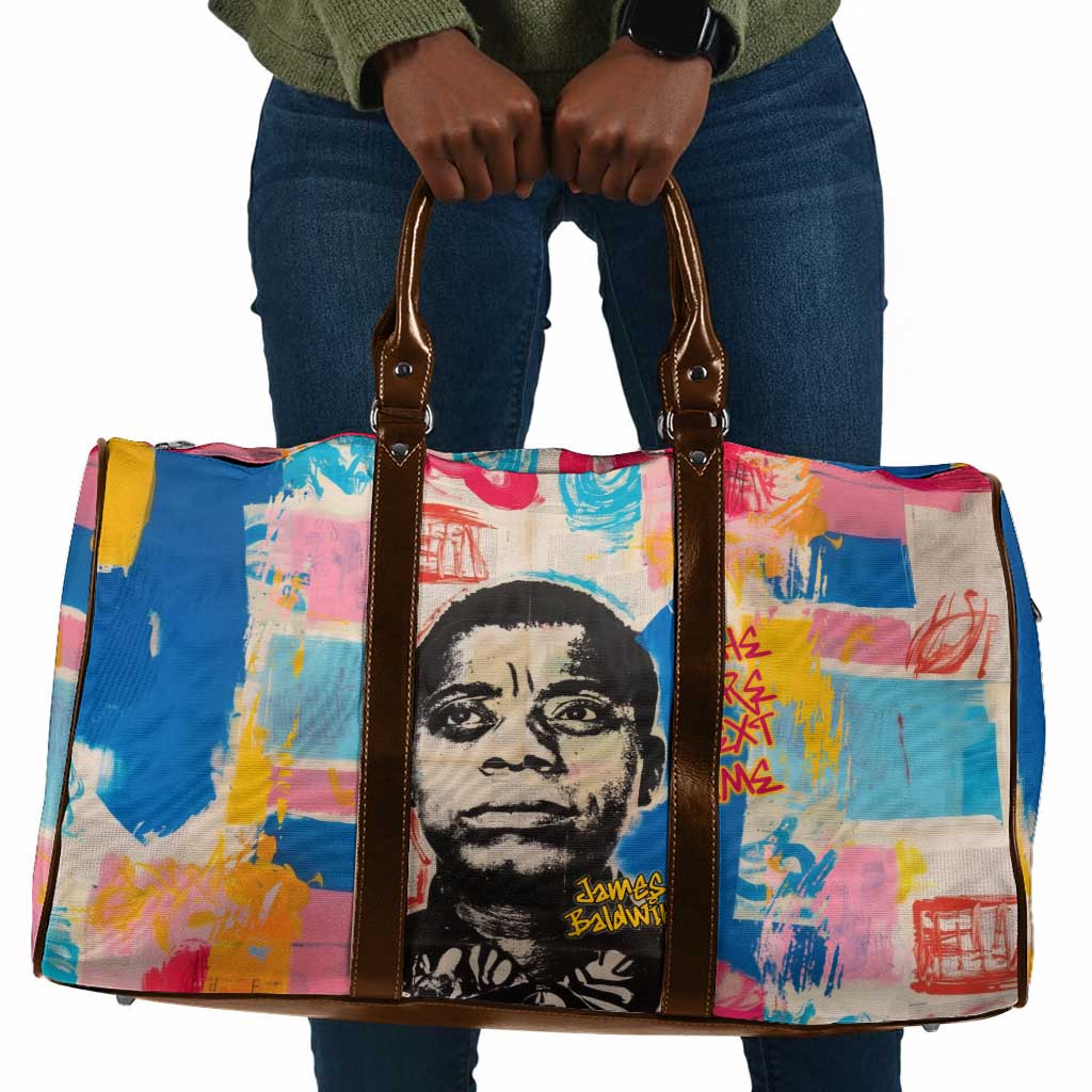 James Baldwin Travel Bag Colorful Graffiti Style Portrait The Fire Next Time Text Bold Civil Rights Tribute - African Pride