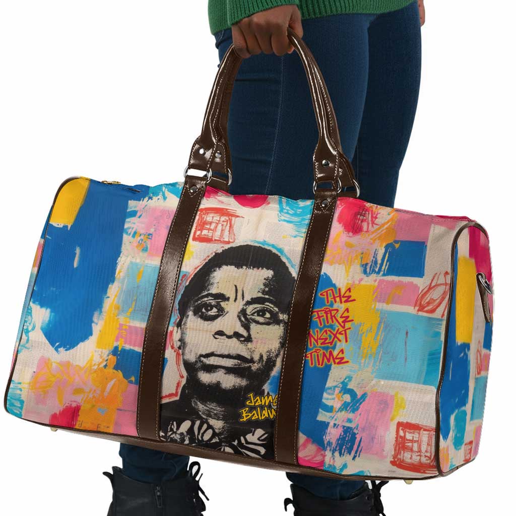 James Baldwin Travel Bag Colorful Graffiti Style Portrait The Fire Next Time Text Bold Civil Rights Tribute - African Pride
