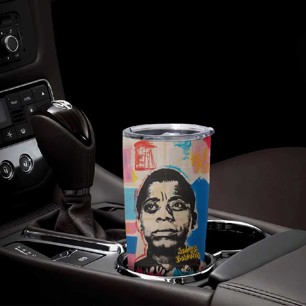 James Baldwin Tumbler Cup Colorful Graffiti Style Portrait The Fire Next Time Text Bold Civil Rights Tribute - African Pride