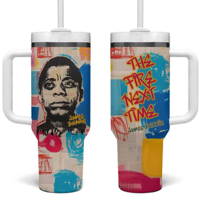 James Baldwin Tumbler With Handle Colorful Graffiti Style Portrait The Fire Next Time Text Bold Civil Rights Tribute - African Pride
