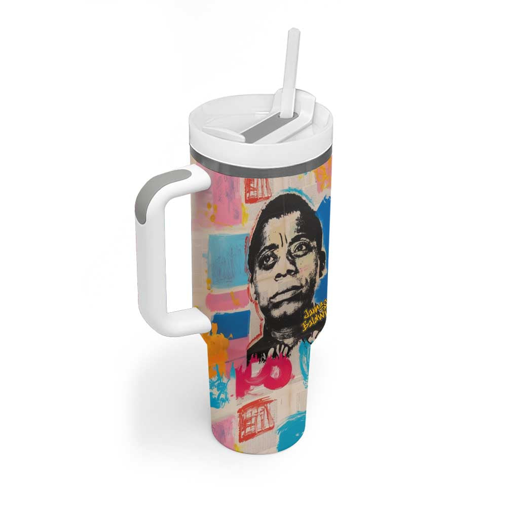 James Baldwin Tumbler With Handle Colorful Graffiti Style Portrait The Fire Next Time Text Bold Civil Rights Tribute - African Pride