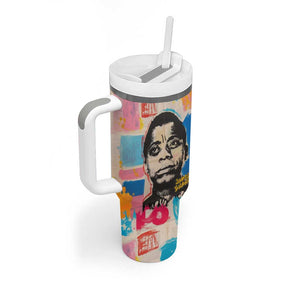 James Baldwin Tumbler With Handle Colorful Graffiti Style Portrait The Fire Next Time Text Bold Civil Rights Tribute - African Pride