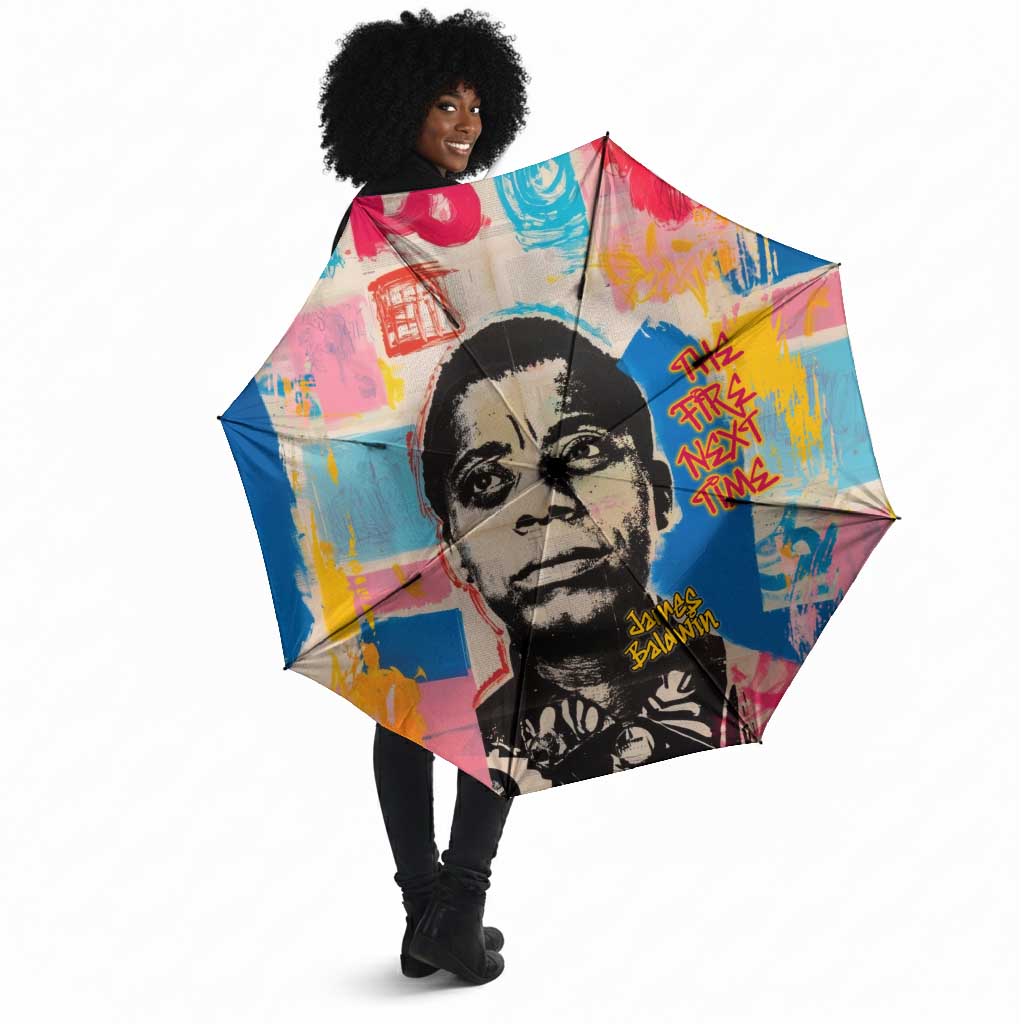 James Baldwin Umbrella Colorful Graffiti Style Portrait The Fire Next Time Text Bold Civil Rights Tribute - African Pride