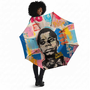 James Baldwin Umbrella Colorful Graffiti Style Portrait The Fire Next Time Text Bold Civil Rights Tribute - African Pride