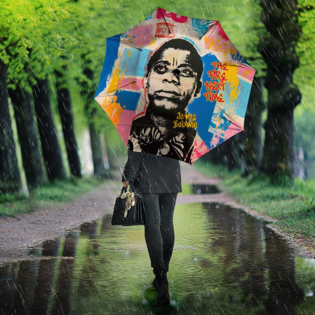 James Baldwin Umbrella Colorful Graffiti Style Portrait The Fire Next Time Text Bold Civil Rights Tribute - African Pride