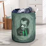 James Baldwin Laundry Basket Green Handwritten Script Design Smiling Portrait Civil Rights and Literature - African Pride