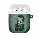James Baldwin AirPods Case Green Handwritten Script Design Smiling Portrait Civil Rights and Literature - African Pride
