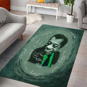 James Baldwin Area Rug Green Handwritten Script Design Smiling Portrait Civil Rights and Literature - African Pride
