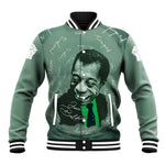 James Baldwin Baseball Jacket Green Handwritten Script Design Smiling Portrait Civil Rights and Literature - African Pride