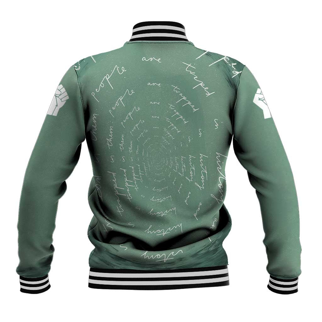 James Baldwin Baseball Jacket Green Handwritten Script Design Smiling Portrait Civil Rights and Literature - African Pride