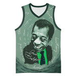 James Baldwin Basketball Jersey Green Handwritten Script Design Smiling Portrait Civil Rights and Literature - African Pride